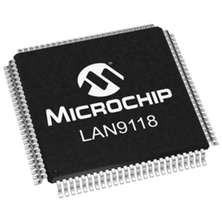 Microchip - LAN9118-MT - Microchip LAN9118-MT 10 Mbps, 100 Mbps ̫, MII, PCI, 3.3 V, 100 TQFPװ		