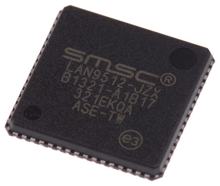 Microchip - LAN9512-JZX - Microchip LAN9512-JZX 10 Mbps, 100 Mbps ̫, 3.3 V, 64 QFNװ		