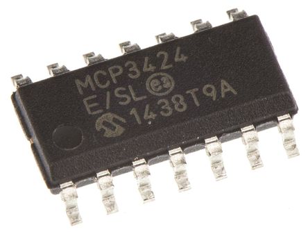 Microchip - MCP3424-E/SL - Microchip MCP3424-E/SL 4ͨ 18 λ ADC, , нӿ, 14 SOICװ		