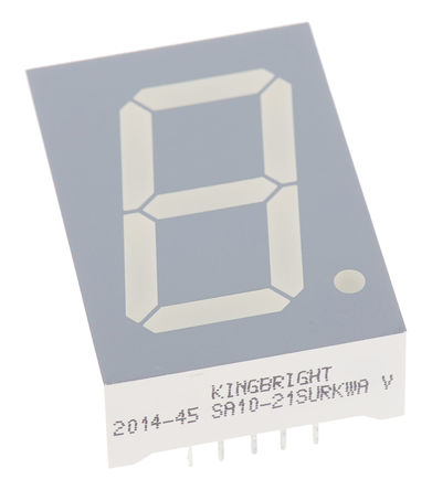 Kingbright - SA10-21SURKWA - Kingbright 1ַ 7  ɫ LED  SA10-21SURKWA, 260 mcd, ҲС, 25.4mmַ, ͨװװ		