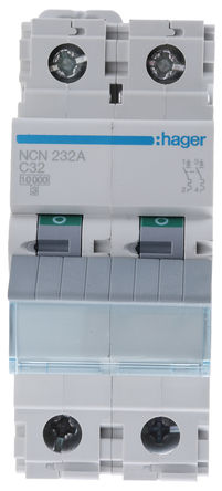 Hager - NCN232A - Hager Invicta NCN ϵ 2 32 A MCB NCN232A, 10 kA Ͽ, C բ		