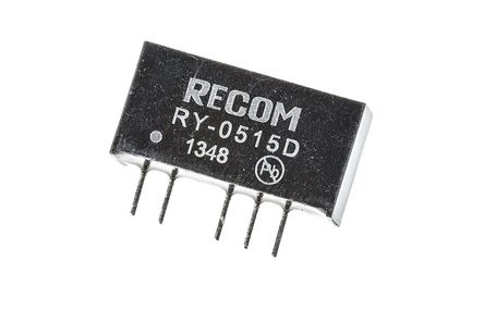 Recom - RY-0515D - Recom RY ϵ 1W ʽֱ-ֱת RY-0515D, 4.75  5.25 V ֱ, 15V dc, 33mA, 1kV dcѹ, SIPװ		