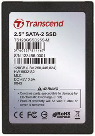 Transcend - TS128GSSD25S-M - Transcend 128 GB 2.5 in.  ̬Ӳ TS128GSSD25S-M, SATA ӿ		