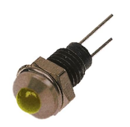 Bulgin - DX1118/YL - Bulgin DX1118/YL 4 mm ͹ ɫ LED ָʾ, ߽Ӷ, 6.1mmװ׳ߴ, 2 V		