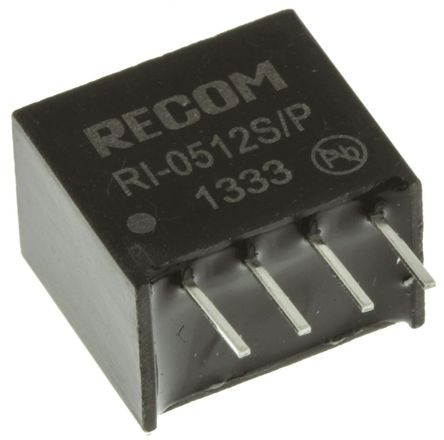 Recom - RI-0512S/P - Recom RI ϵ 2W ʽֱ-ֱת RI-0512S/P, 4.5  5.5 V ֱ, 12V dc, 167mA, 500V acѹ, SIPװ		