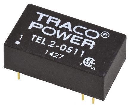 TRACOPOWER - TEL 2-0511 - TRACOPOWER TEL 2 ϵ 2W ʽֱ-ֱת TEL 2-0511, 4.5  9 V ֱ, 5V dc, 400mA, 1.5kV dcѹ, 73%Ч, DIP 16װ		