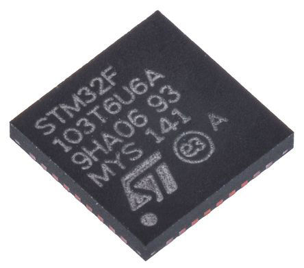 STMicroelectronics - STM32F103T6U6A - STM32F ϵ STMicroelectronics 32 bit ARM Cortex M3 MCU STM32F103T6U6A, 72MHz, 32 kB ROM , 10 kB RAM, 1xUSB, VFQFPN-36		