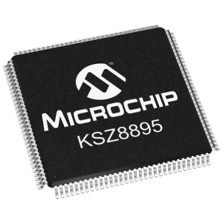 Microchip - KSZ8895RQXIA - Microchip KSZ8895RQXIA 10 Mbps, 100 Mbps ̫, MII, 1.8 V2.5 V3.3 V, 128 PQFPװ		