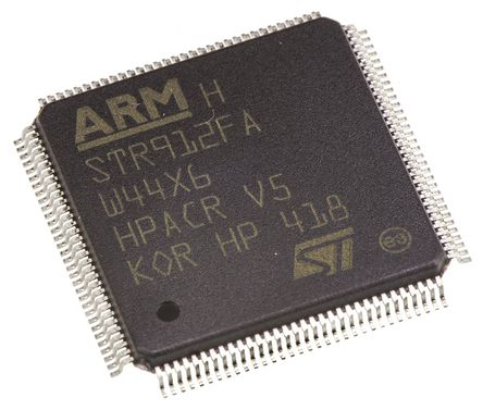 STMicroelectronics - STR912FAW44X6 - STMicroelectronics STR9 ϵ 16/32 bit ARM966E-S MCU STR912FAW44X6, 96MHz, 32 kB512 kB ROM , 96 kB RAM, 1xUSB, LQFP		