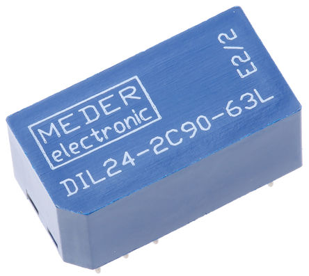 Meder - DIL24-2C90-63L - Meder DIL24-2C90-63L ˫˫ Ƭ̵, 250 mA, 24V dc, 20.1 x 10.2 x 10.2mm		