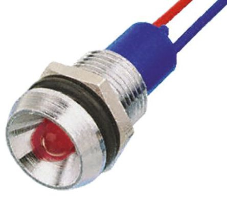 Tranilamp - LMR12/6DC/3 RED IP65 - Tranilamp LMR12/6DC/3 RED IP65 5 mm  ɫ LED ָʾ, ߽Ӷ, 12.7mmװ׳ߴ, 6 V ֱ		
