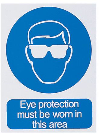 Brady - M39B/R - Brady M39B/R ɫ/ɫ Ӣ PVC ǿԱǩ “Eye Protection Must Be Worn In This Area“, 300 x 400mm		
