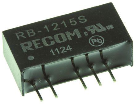 Recom - RB-1215S - Recom RB ϵ 1W ʽֱ-ֱת RB-1215S, 15V dc, 66mA, 1kV dcѹ, 80  84%Ч, SIPװ		