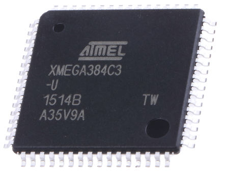 Microchip - ATXMEGA384C3-AU - Microchip AVR Xmega ϵ 8 bit, 16 bit bit AVR MCU ATXMEGA384C3-AU, 32MHz, 4 kB392 kB ROM , 32 kB RAM, 1xUSB, TQFP-64		