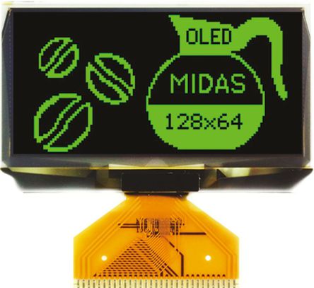 Midas - MCOT128064EY-GM - Midas 2.42in ɫ Դ OLED ʾ MCOT128064EY-GM, 128 x 64, TAB, I2CƽУSPIӿ		