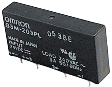 Omron - G3MC-201PL DC5 - Omron 1 A PCB安装 单刀单掷 固态继电器 G3MC-201PL DC5, 光敏输出, 非过零型切换, 264 V 交流		