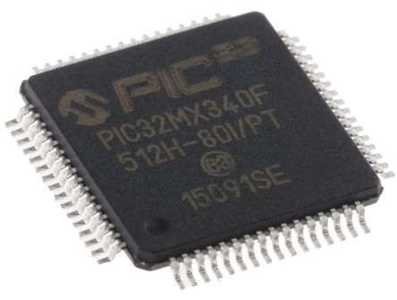 Microchip - PIC32MX340F512H-80I/PT - Microchip PIC32MX ϵ 32 bit PIC MCU PIC32MX340F512H-80I/PT, 80MHz, 12 kB512 kB ROM , 32 kB RAM, TQFP-64		
