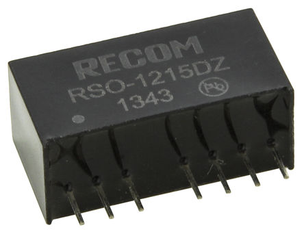 Recom - RSO-1215DZ - Recom RSO ϵ 1W ʽֱ-ֱת RSO-1215DZ, 4.5  18 V ֱ, 15V dc, 34mA, 1kV dcѹ, 75  80%Ч		
