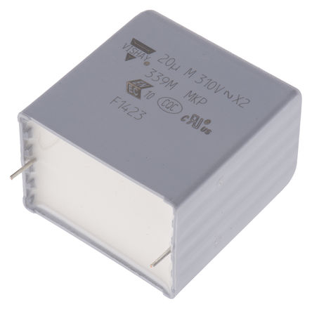 Vishay - F339MX262031MPM2T0 - Vishay F339M X2 系列 20μF 聚丙烯薄膜电容器 F339MX262031MPM2T0, ±20%, 310 V 交流, 通孔		
