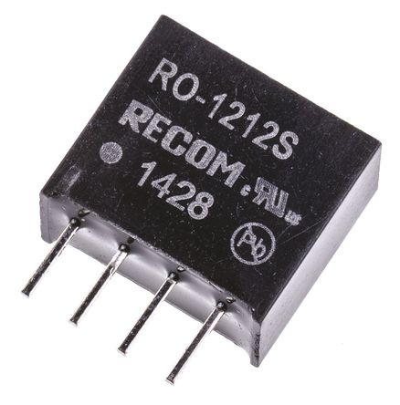 Recom - RO-1212S - Recom RO ϵ 1W ʽֱ-ֱת RO-1212S, 10.8  13.2 V ֱ, 12V dc, 83mA, 1kV dcѹ, 84%Ч, SIPװ		