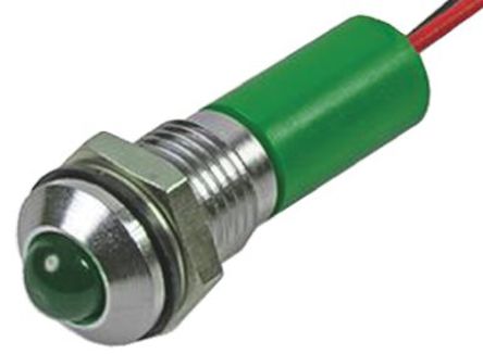 RS Pro - Q8P3CXXG24E - RS Pro Q8P3CXXG24E 5 mm ͹�� ��ɫ LED ָʾ��, ���߽Ӷ�, 8mm��װ�׳ߴ�, 24 V ֱ��		