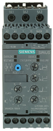 Siemens - 3RW4024-1BB14 - Siemens 3RW40 ϵ 12.5 A 3  3RW4024-1BB14, IP20, 5.5 kW, 200  480 V 		