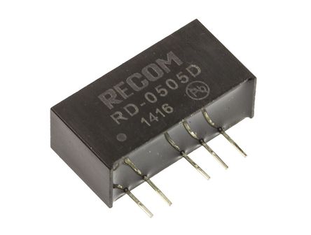 Recom - RD-0505D - Recom RD ϵ 2W ʽֱ-ֱת RD-0505D, 4.5  5.5 V ֱ, 5V dc, 200mA, 1kVѹ, 82%Ч, SIPװ		