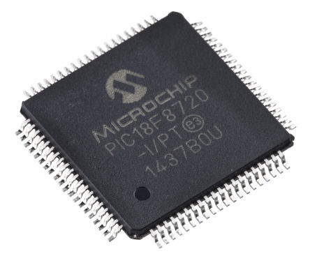 Microchip - PIC18F8720-I/PT - Microchip PIC18F ϵ 8 bit PIC MCU PIC18F8720-I/PT, 25MHz, 128 KB1024 B ROM , 3840 B RAM, TQFP-80		