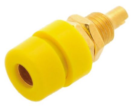 Hirschmann Test & Measurement - 930176703 - Hirschmann 930176703 黄色 4mm 插座, 30 V ac, 60 V dc 32A, 镀金触点		