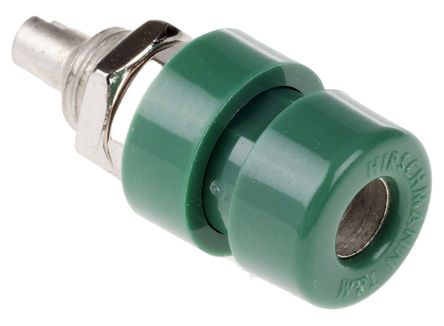 Hirschmann Test & Measurement - 930166104 - Hirschmann 930166104 绿色 4mm 插座, 30 V ac, 60 V dc 32A, 镀锡触点		