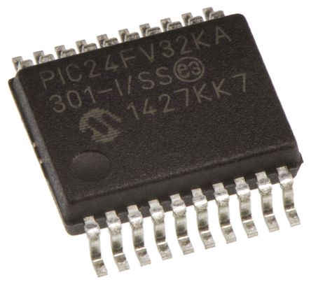 Microchip - PIC24FV32KA301-I/SS - Microchip PIC24FV ϵ 16 bit PIC MCU PIC24FV32KA301-I/SS, 32MHz, 32 kB ROM , 512 B2048 B RAM, SSOP-20		