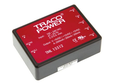 TRACOPOWER - TML 15512 - TRACOPOWER 15W 3 ǶʽģʽԴ SMPS TML 15512, 85  264 V ac, 85  370 V dc, 5 V dc, 12 V dc		