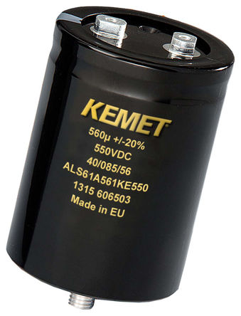 KEMET - ALS61A122KM550 - KEMET ALS60 ϵ 550 V ֱ 1200F װ  ALS61A122KM550, 20%ݲ, 252m(ֵ), +85C,  - ݶ߶ӣװ		
