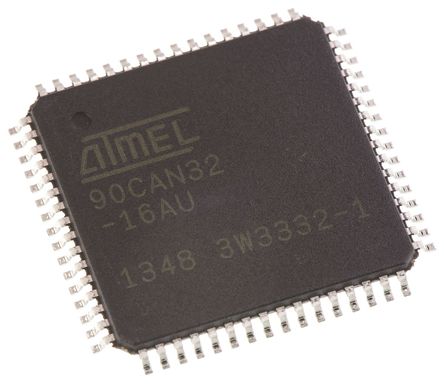 Atmel - AT90CAN32-16AU - Microchip AT90 ϵ 8 bit AVR MCU AT90CAN32-16AU, 16MHz, 1 kB32 kB ROM , 2 kB RAM, TQFP-64		