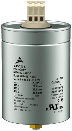 EPCOS - B25667C4247A375 - EPCOS B25667 ϵ 83 (x3)F ۱ϩУPFCĤ B25667C4247A375, -5  +10%, 440 V , 116mmֱ		