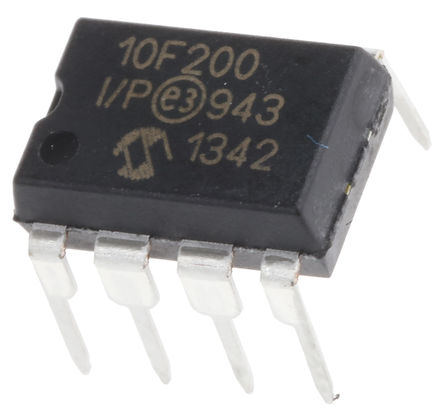 Microchip - PIC10F200-I/P - Microchip PIC10F ϵ 8 bit PIC MCU PIC10F200-I/P, 4MHz, 256 x 124  ROM , 16 B RAM, PDIP-8		