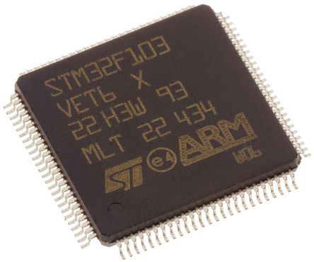 STMicroelectronics - STM32F103VET6 - STMicroelectronics STM32F ϵ 32 bit ARM Cortex M3 MCU STM32F103VET6, 72MHz, 512 kB ROM , 64 kB RAM, 1xUSB, LQFP-100		