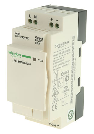 Schneider Electric - ABL8MEM24006 - Schneider Electric 15W ģʽ DIN 尲װԴ ABL8MEM24006, 80%Ч, 264V ac, 600mA, 28.8V dc 24V dc/		