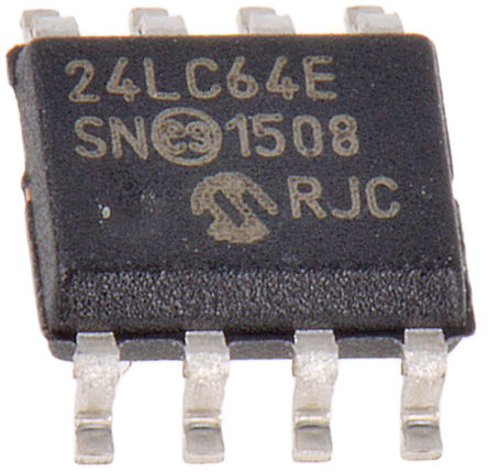 Microchip - 24LC64-E/SN - Microchip 24LC64-E/SN EEPROM 洢, 64kb, 8K x, 8bit  - I2Cӿ, 900ns, 2.5  5.5 V, 8 SOICװ		