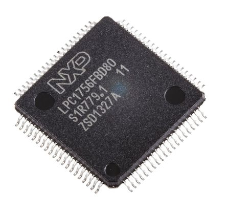 NXP - LPC1756FBD80,551 - NXP LPC17 ϵ 32 bit ARM Cortex M3 MCU LPC1756FBD80,551, 100MHz, 256 kB ROM , 32 kB RAM, 1xUSB, LQFP-80		