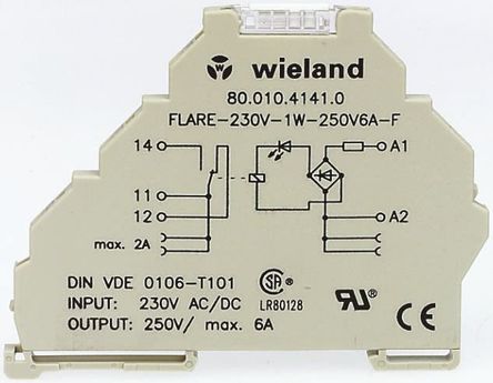 Wieland - 80.010.4131.0 - Wieland 80.010.4131.0 ˫ DIN ӿڼ̵ģ, 6A, 126.5V		