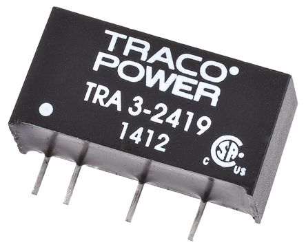 TRACOPOWER - TRA 3-2419 - TRACOPOWER TRA 3 ϵ 3W ʽֱ-ֱת TRA 3-2419, 21.6  26.4 V ֱ, 9V dc, 333mA, 1kV dcѹ, 85%Ч, SIP 6װ		