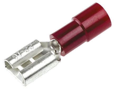 RS Pro - FDNI1-250 - RS Pro FDNI1 系列 红色 绝缘 压接插座 FDNI1-250, 6.35 x 0.8mm		