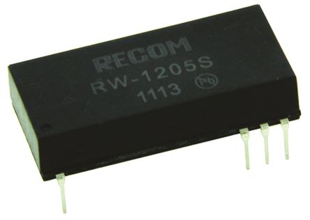 Recom - RW-1205S - Recom RW ϵ 3W ʽֱ-ֱת RW-1205S, 9  18 V ֱ, 5V dc, 600mA, 1kV dcѹ, 73%Ч, DIPװ		
