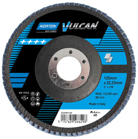 Norton - 63642502312 - Norton Flap Disc ϵ Vulcan 60 ĥ 63642502312, 13500rpm, 115mmֱ x 22mm 		