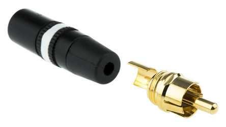 Neutrik - NYS373-9 - Neutrik 黑色/白色 1A RCA 插头 NYS373-9, 镀金触点, -20 → +70 °C		