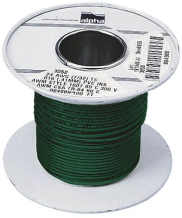 Alpha Wire - 3055 GR005 - Alpha Wire 30m ɫ 18 AWG UL1007 о ڲߵ 3055 GR005, 0.81 mm2 , 16/0.25 mm оʾ, 300 V		