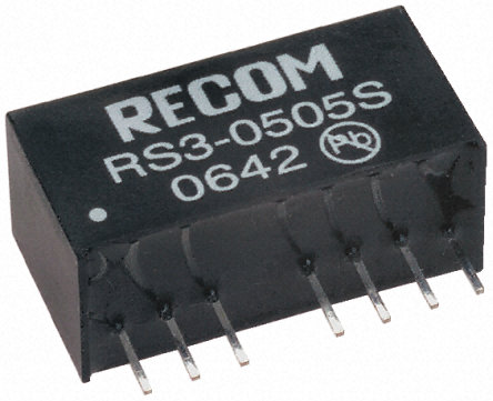 Recom - RS3-4812S - Recom RS3 系列 3W 隔离式直流-直流转换器 RS3-4812S, 36 → 72 V 直流输入, 12V dc输出, 250mA输出, 500V ac隔离电压, SIP封装		