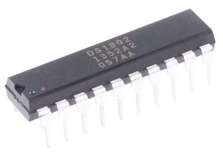 Maxim - DS1802+ - Maxim DS1802+ 2通道 45kΩ 64位置 对数 数字电位计, 串行 3 线接口, 20引脚 PDIP封装		