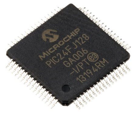 Microchip - PIC24FJ128GA006-I/PT - Microchip PIC24FJ ϵ 16 bit PIC MCU PIC24FJ128GA006-I/PT, 32MHz, 128 kB ROM , 8 kB RAM, TQFP-64		